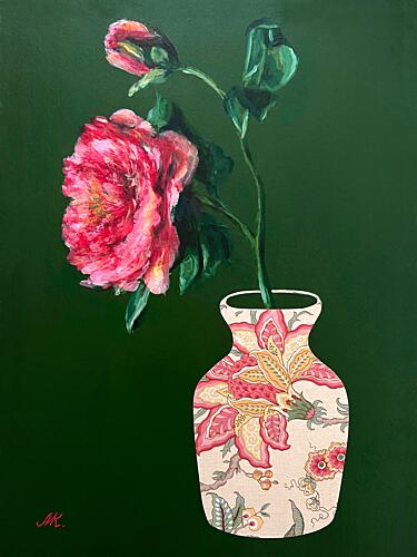 Vibrant Pink Floral Vase Art Print