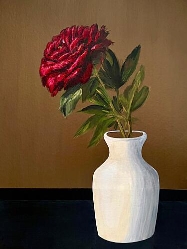 Red Peony Still Life Art Print