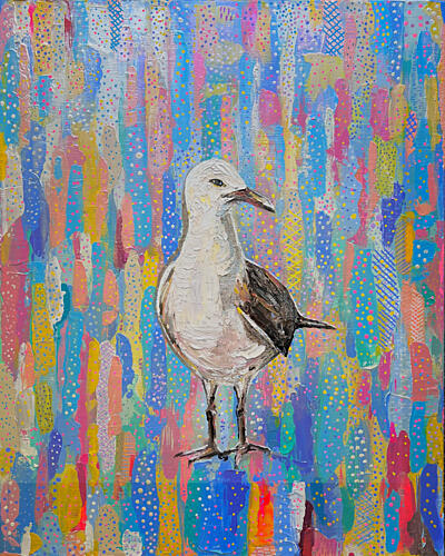 Vibrant Seagull Painting Art Print