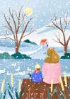 Mother and Child At Winter Lake Art Print