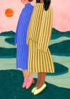 Friends With Striped Dresses Art Print
