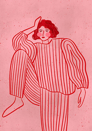 Woman in Pink Stripes Art Print by Bea Muller