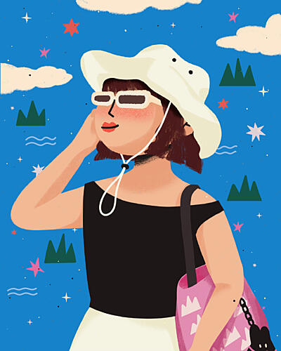 Summer Travel Woman Art Print by Zove Ahhh