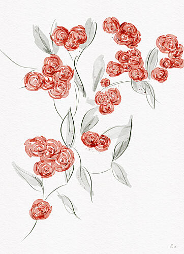 Watercolor Red Flowers Art Print