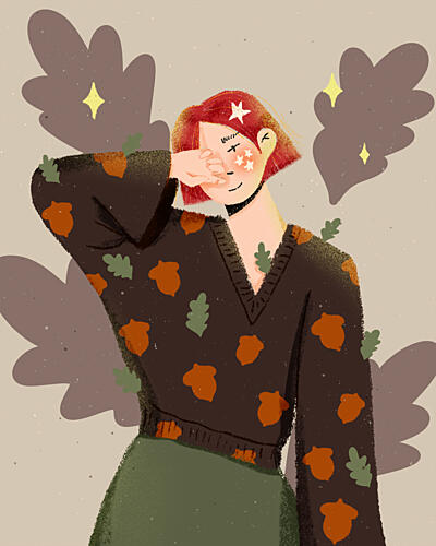 Cozy Autumn Girl Art Print by Zove Ahhh
