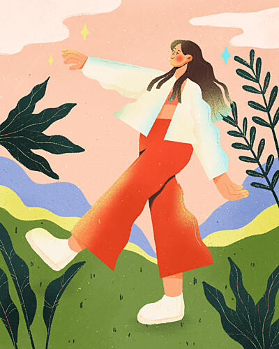 Womans Peaceful Journey Art Print by Zove Ahhh