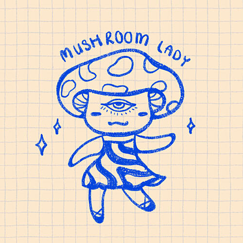 Mushroom Lady Doodle Art Print by Zove Ahhh