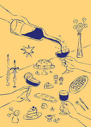 Elegant Dinner Gathering Art Print by Zove Ahhh