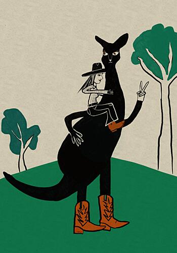 Cowboy Kangaroo Ride Art Print