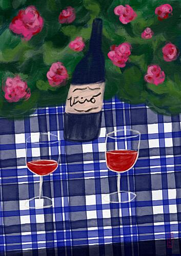 Garden Wine Picnic Art Print