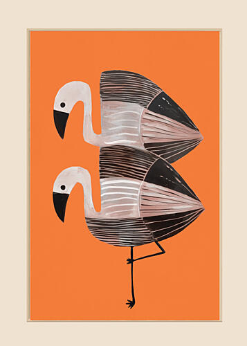 Stylized Orange Flamingos Art Print