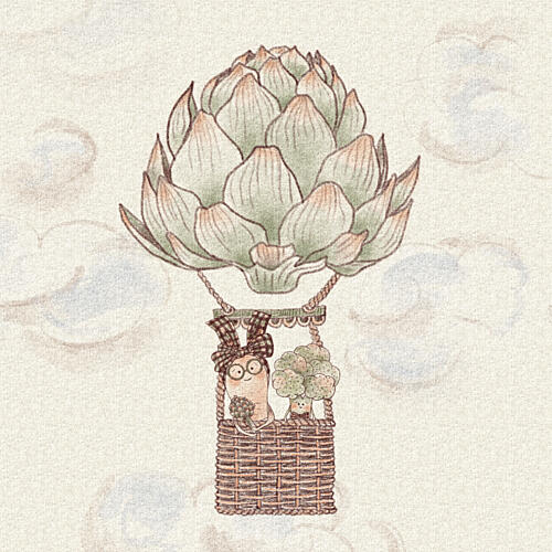 Artichoke Balloon Adventure Art Print