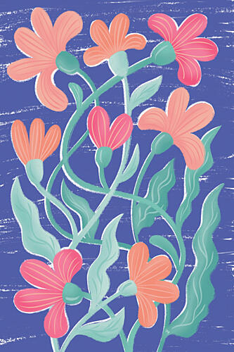 Vibrant Blue Floral Art Print