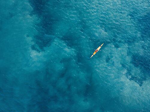 Kayaker Blue Ocean Calm Art Print