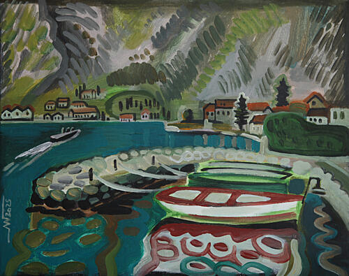 Coastal Village Harbor Art Print