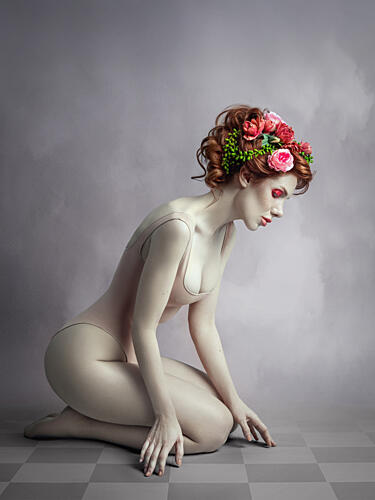 Dreamy Floral Portrait Art Print by Giorgia Corniola