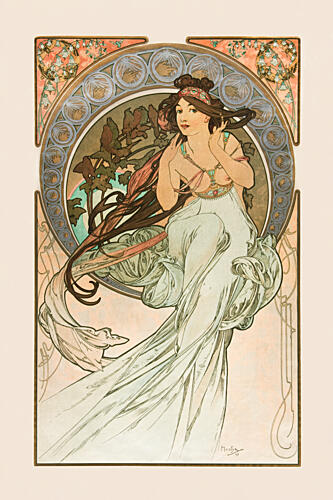 Music, from Les Arts 1898 by Alphonse Mucha Art Print