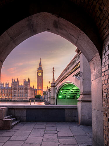 Big Ben Archway Sunset Art Print