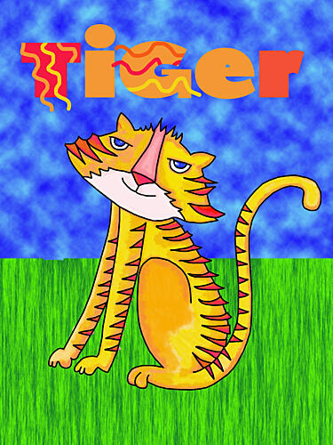 Cheerful Cartoon Tiger Art Print