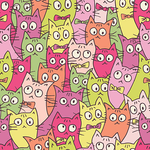 Whimsical Colorful Cats Art Print