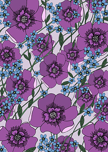 Purple and Blue Flowers Art Print