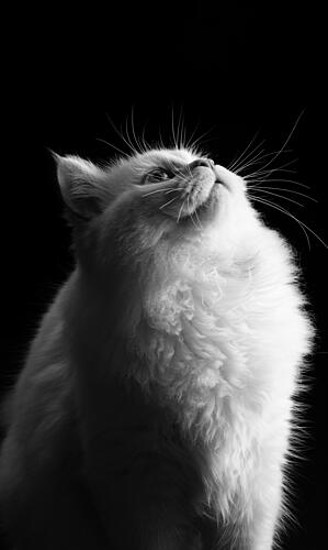 Elegant White Cat Gaze Art Print