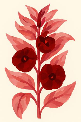 Red Botanical Blooms Art Print