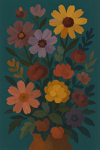 Colorful Still Life Flowers Art Print