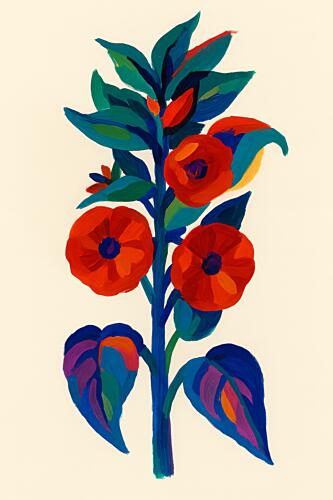 Vibrant Folk Flowers Art Print