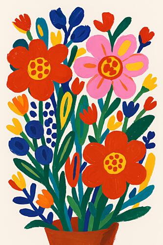 Colorful Potted Blooms Art Print