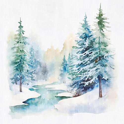 Winter Forest Stream Art Print