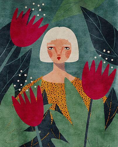 Whimsical Jungle Woman Art Print