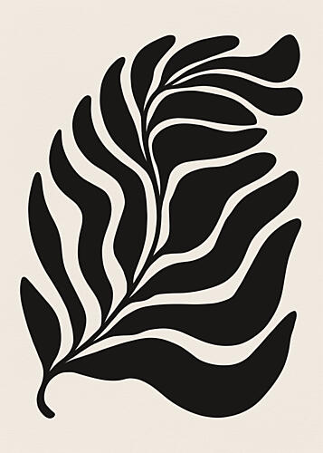 Abstract Black Leaf Art Print