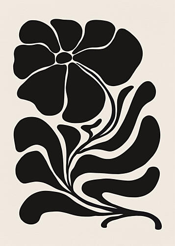 Black Floral Silhouette Art Print
