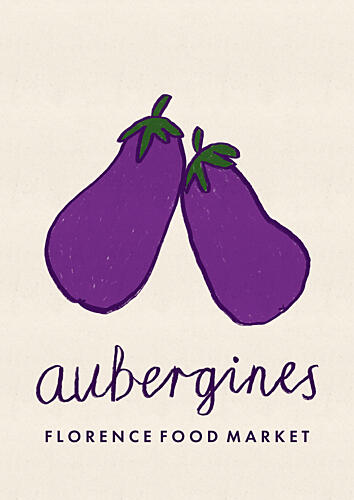 Purple Aubergines Market Art Print