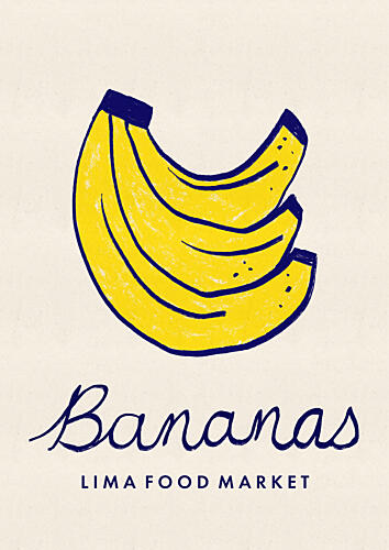 Bananas Lima Market Art Print