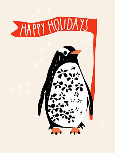Happy Holidays Penguin Art Print
