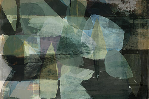 Green Blue Layered Forms Art Print by Cartissi