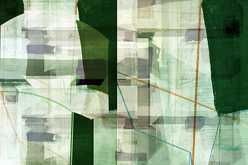 Green Geometric Layers Art Print by cartissi