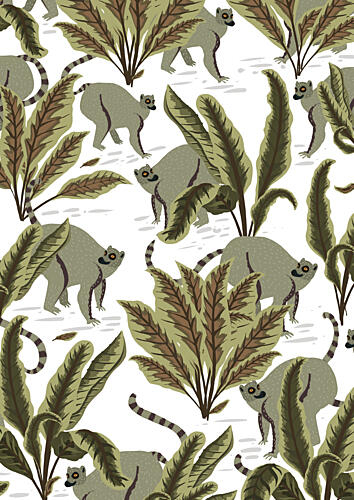 Playful Jungle Lemurs Art Print