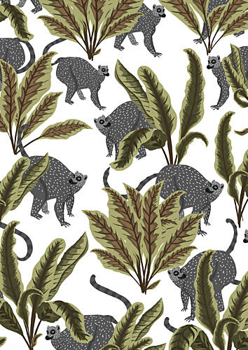 Playful Jungle Lemurs Art Print