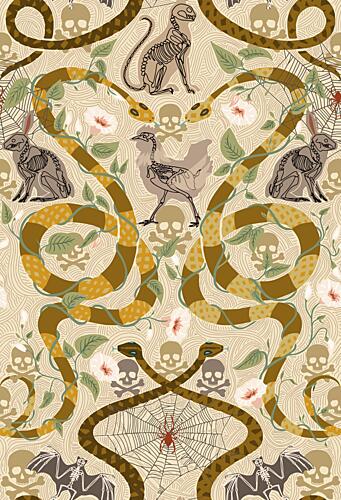 Gothic Snake Skull Pattern Art Print