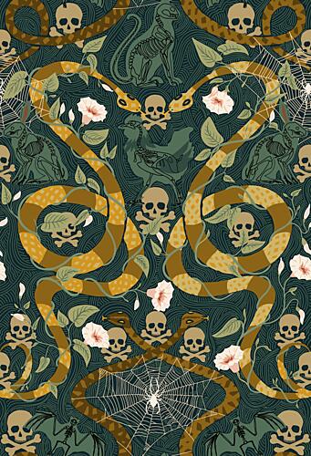 Gothic Cottage Dark Emerald Pattern Art Print