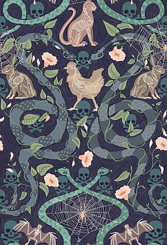 Gothic Skeletal Nature Pattern Art Print