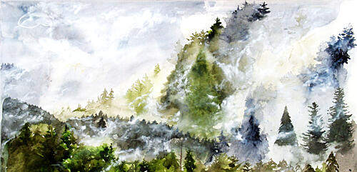 Misty Mountain Forest Art Print
