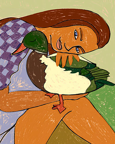 A Gentle Duck Embrace Art Print