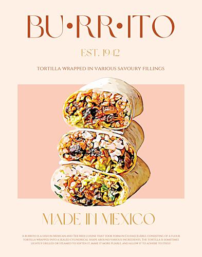 Authentic Burrito Stack Art Print by Nazma Khokhar