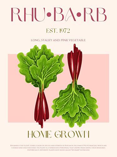 Home Grown Rhubarb Art Print