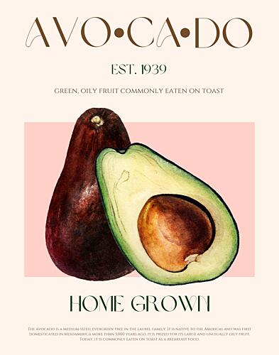 Avocado Home Grown Art Print