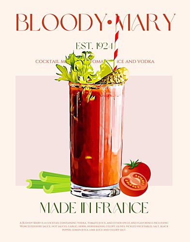 Classic Bloody Mary Cocktail Art Print